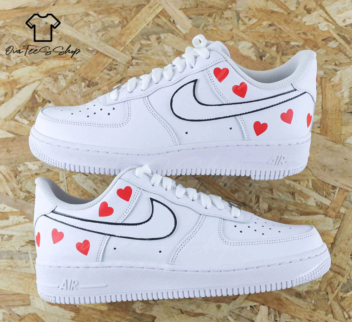 Custom Air Force 1 Heart Valentines Sneakers