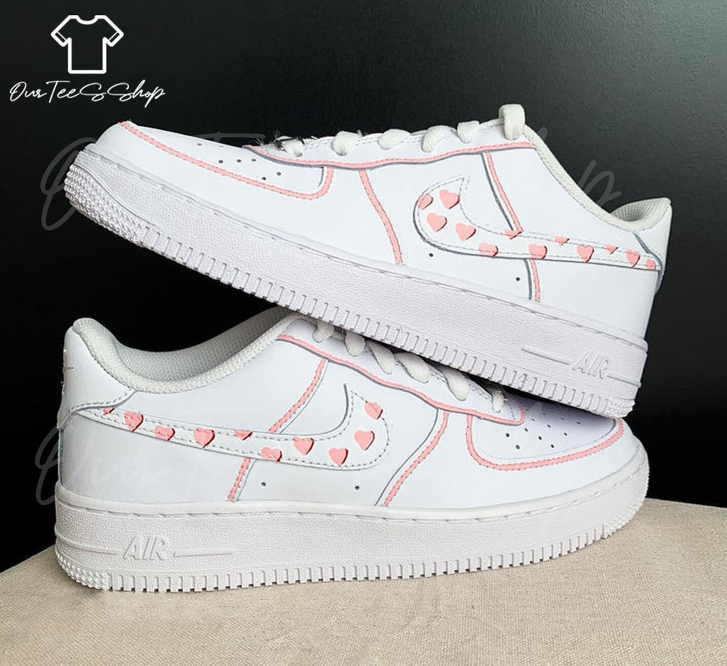 Custom Air Force 1 Heart Mid Valentines Sneakers