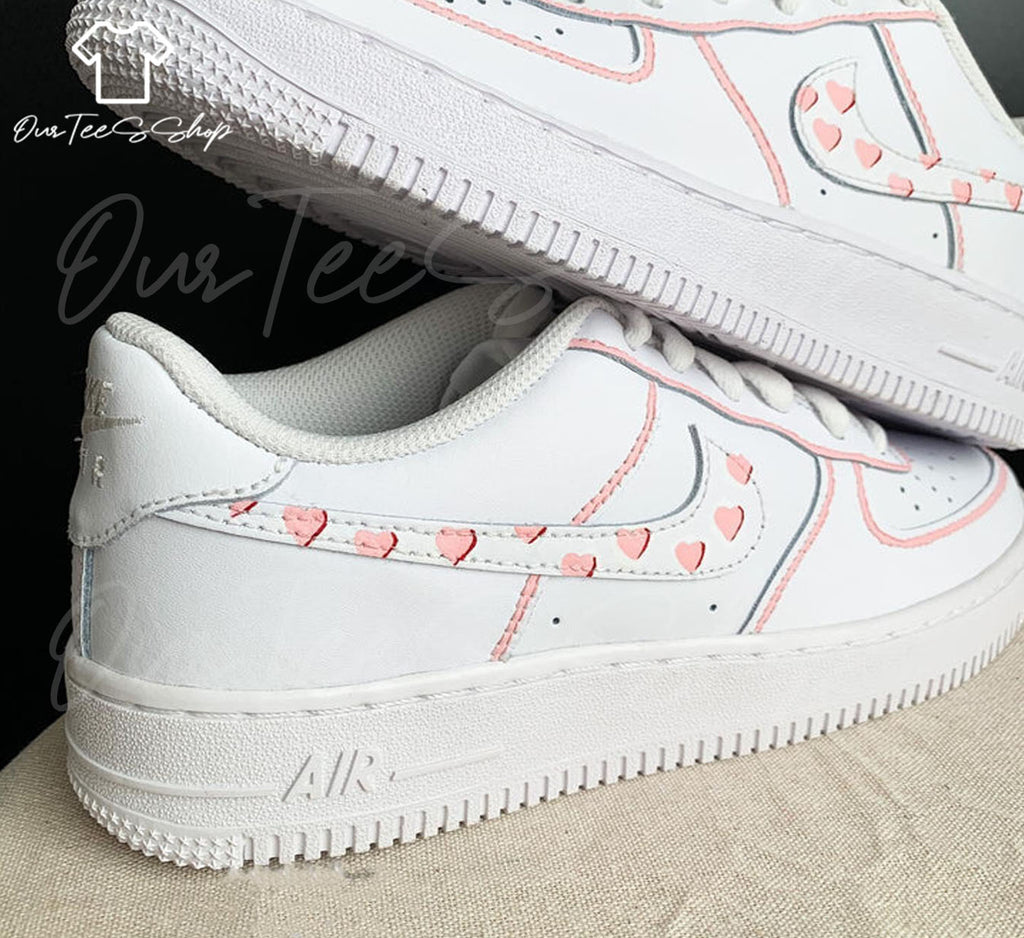 Custom Air Force 1 Heart Mid Valentines Sneakers