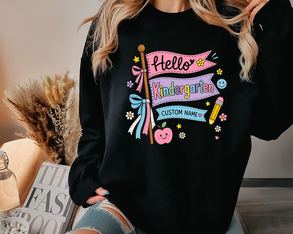 Hello Kindergarten Shirt Personalized, Custom Name First Day of School Tee