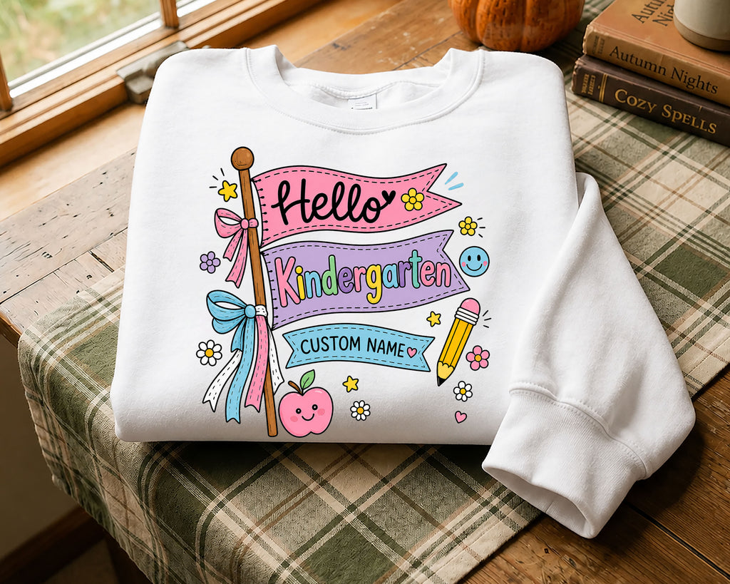 Hello Kindergarten Shirt Personalized, Custom Name First Day of School Tee