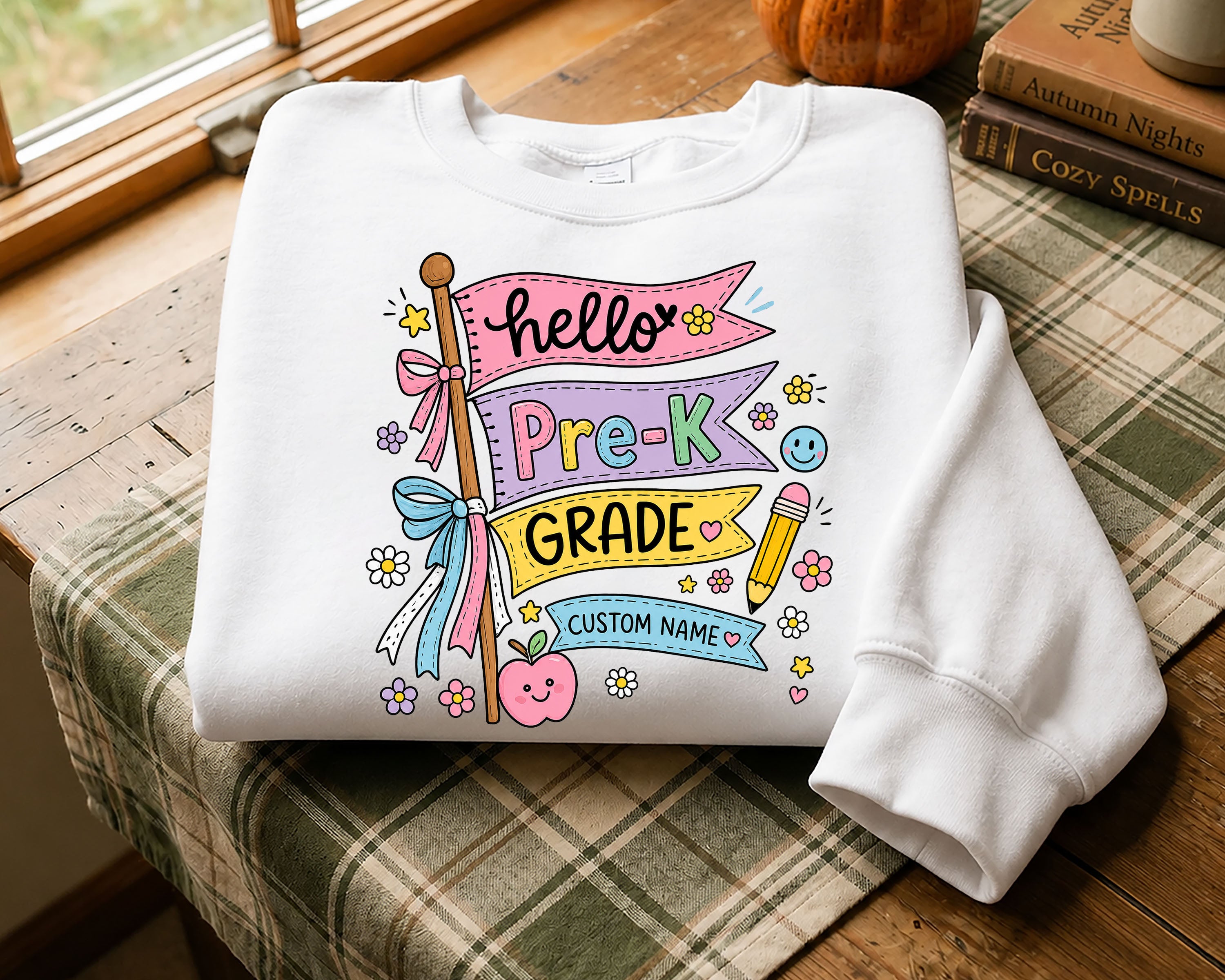 Personalized Hello Pre-K Grade Shirt, Custom Name Back to School Tee