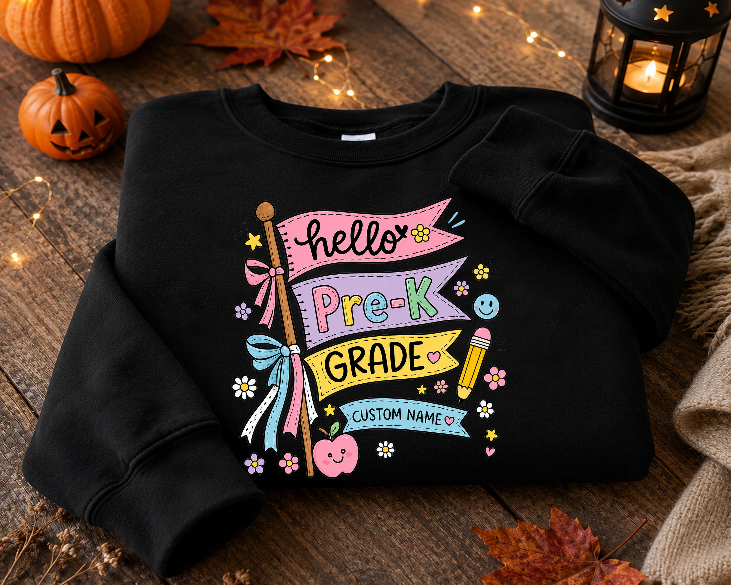 Personalized Hello Pre-K Grade Shirt, Custom Name Back to School Tee
