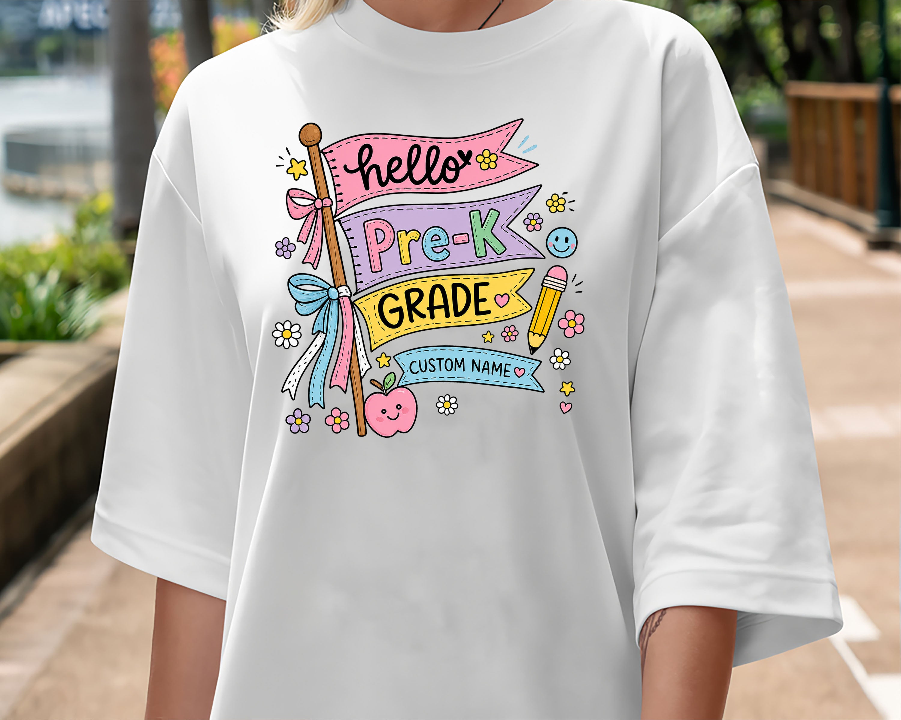 Personalized Hello Pre-K Grade Shirt, Custom Name Back to School Tee