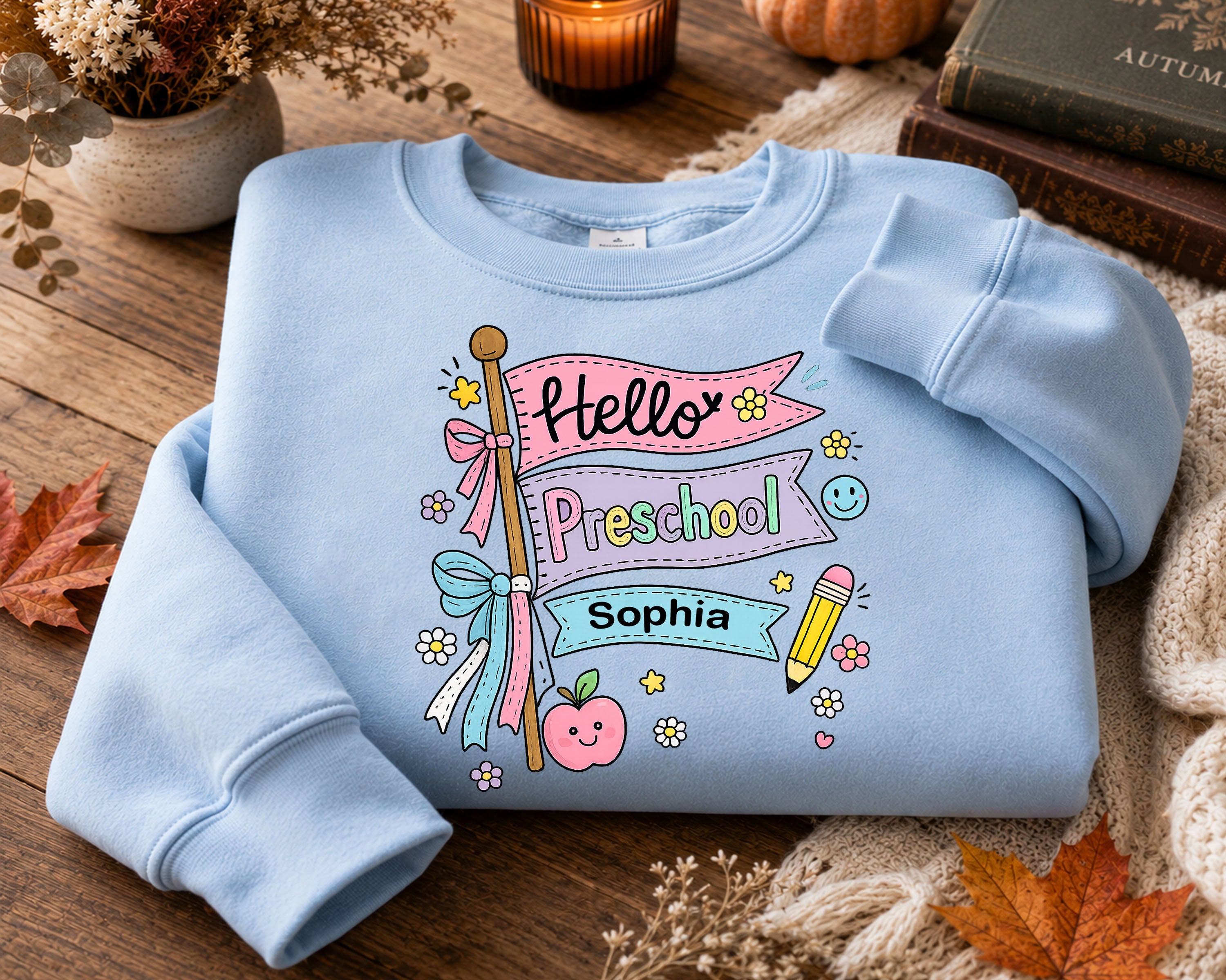 Personalized Hello Preschool Shirt, Custom Name Back to School Tee