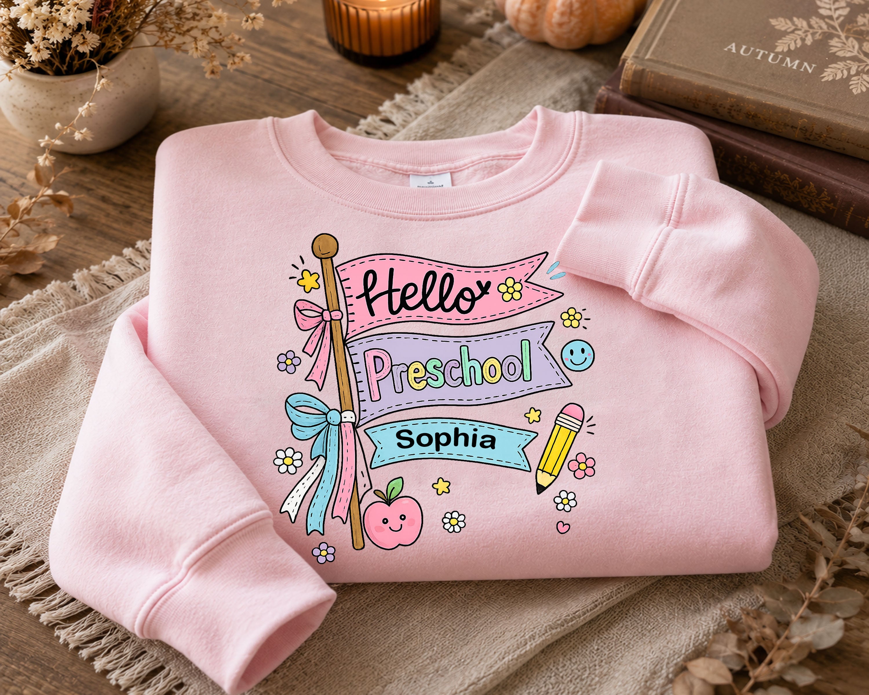 Personalized Hello Preschool Shirt, Custom Name Back to School Tee