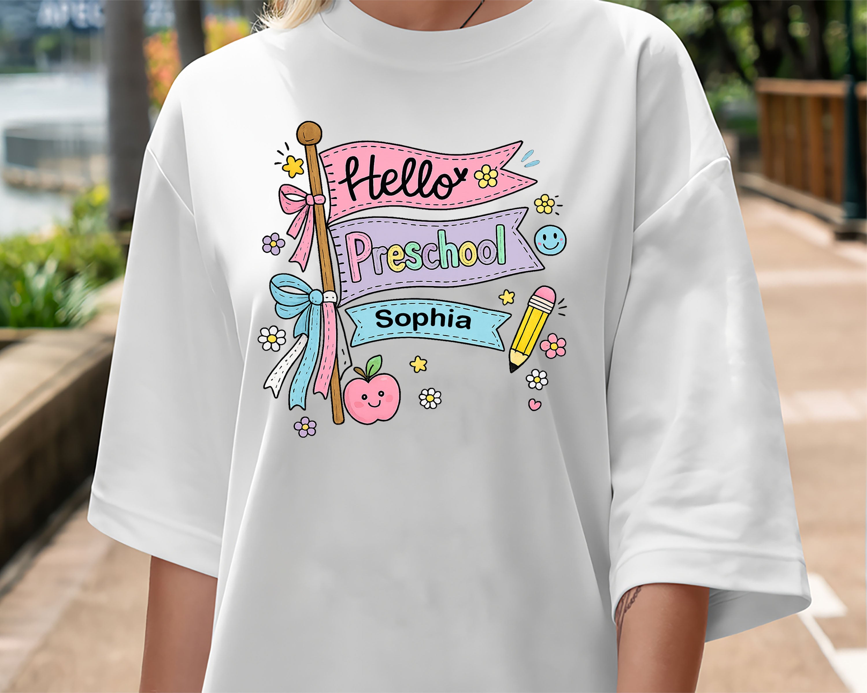 Personalized Hello Preschool Shirt, Custom Name Back to School Tee