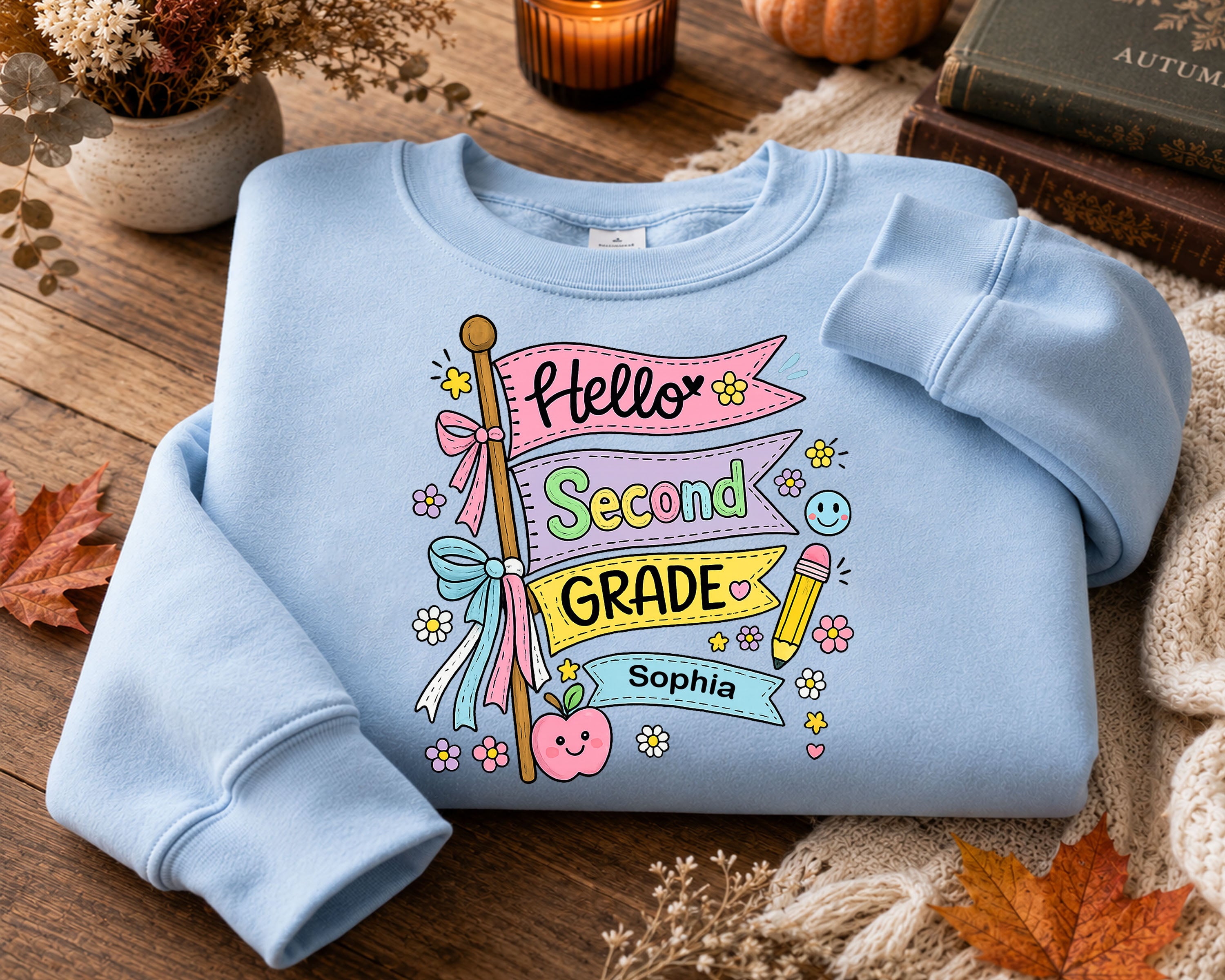 Hello Second Grade Shirt Personalized, Custom Name Back to School Tee