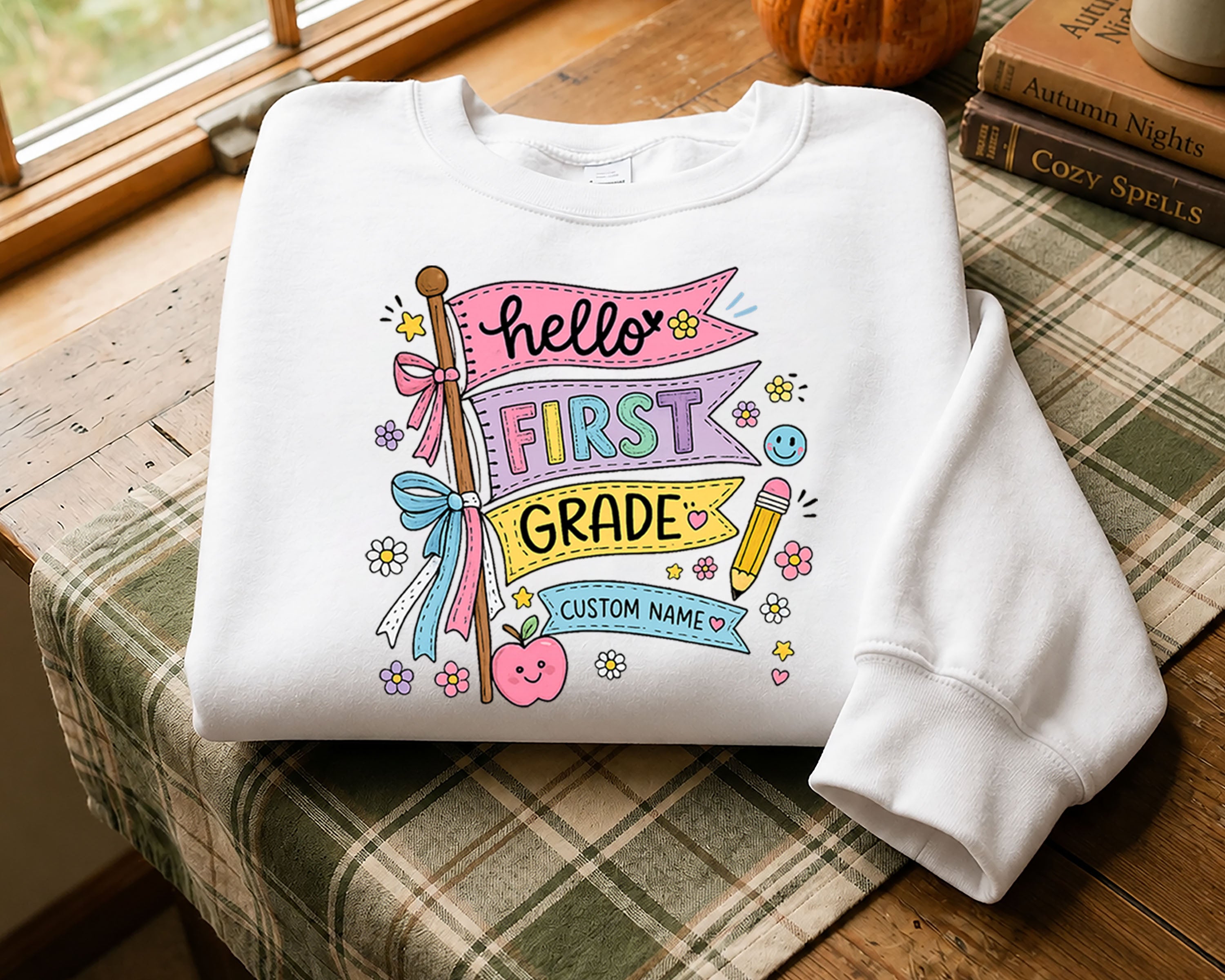Personalized Hello First Grade Shirt | Custom Name Back to School Tee