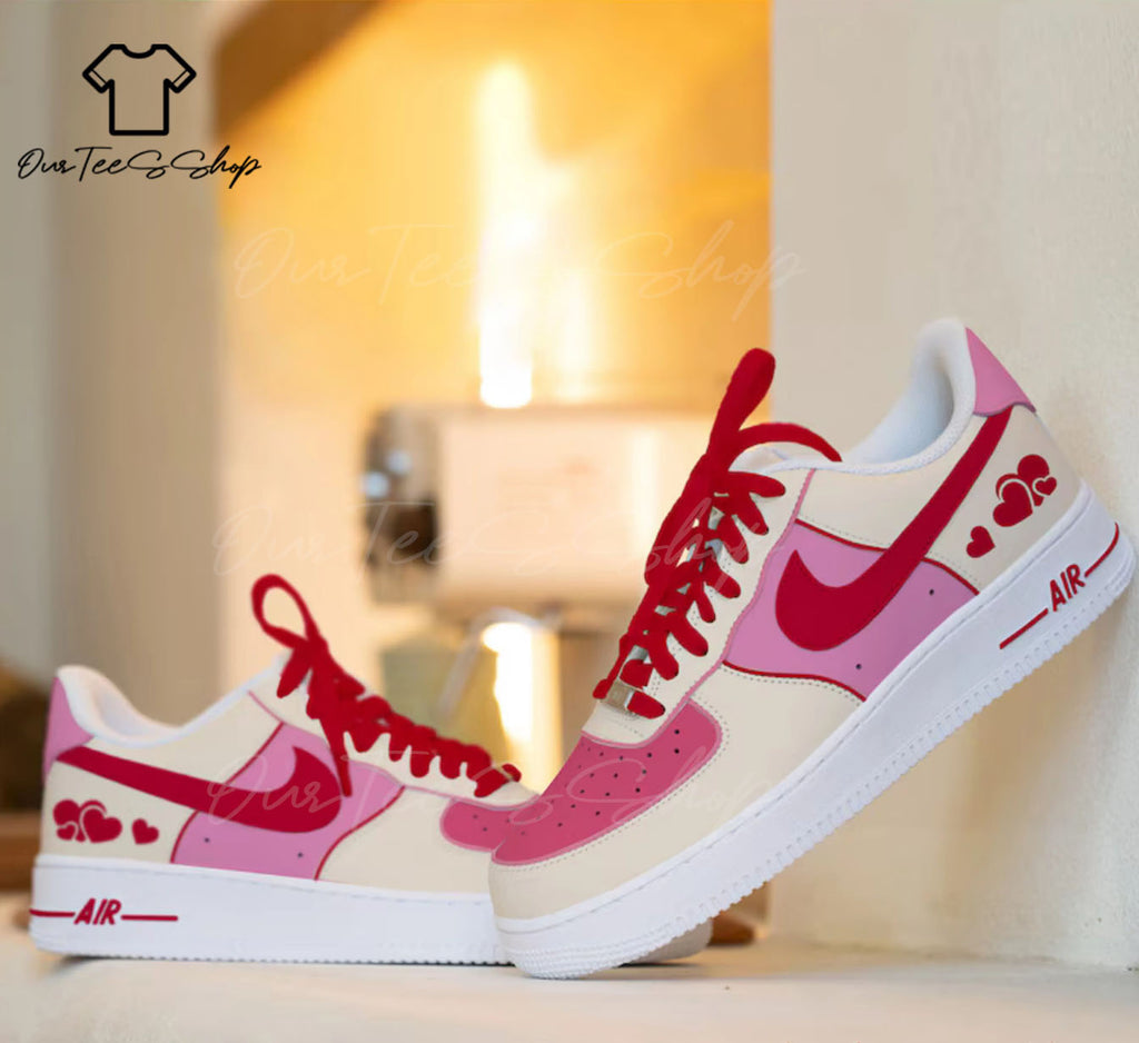 Custom Air Force 1 i Love You Red Mid Valentines Sneakers