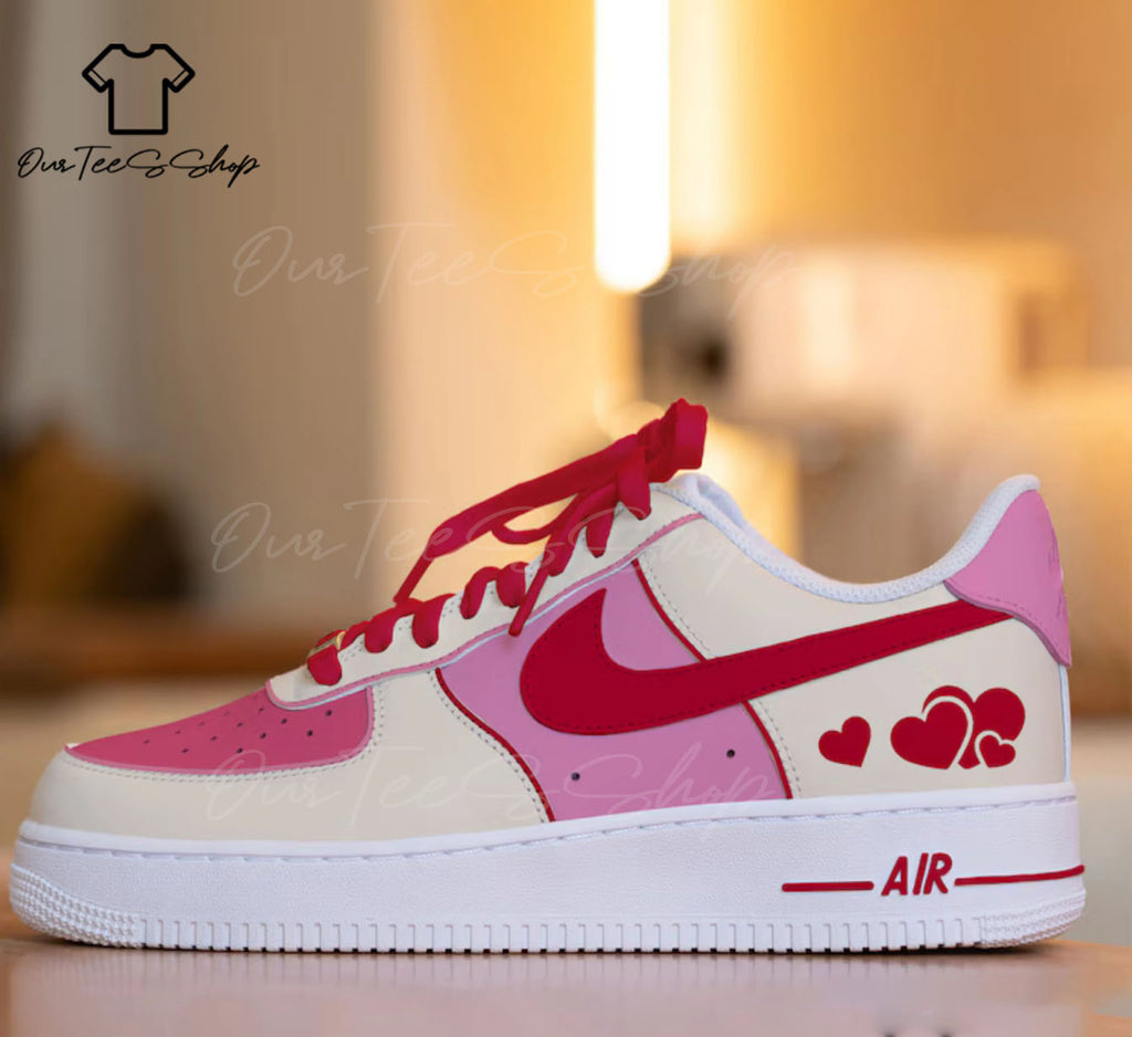 Custom Air Force 1 i Love You Red Mid Valentines Sneakers