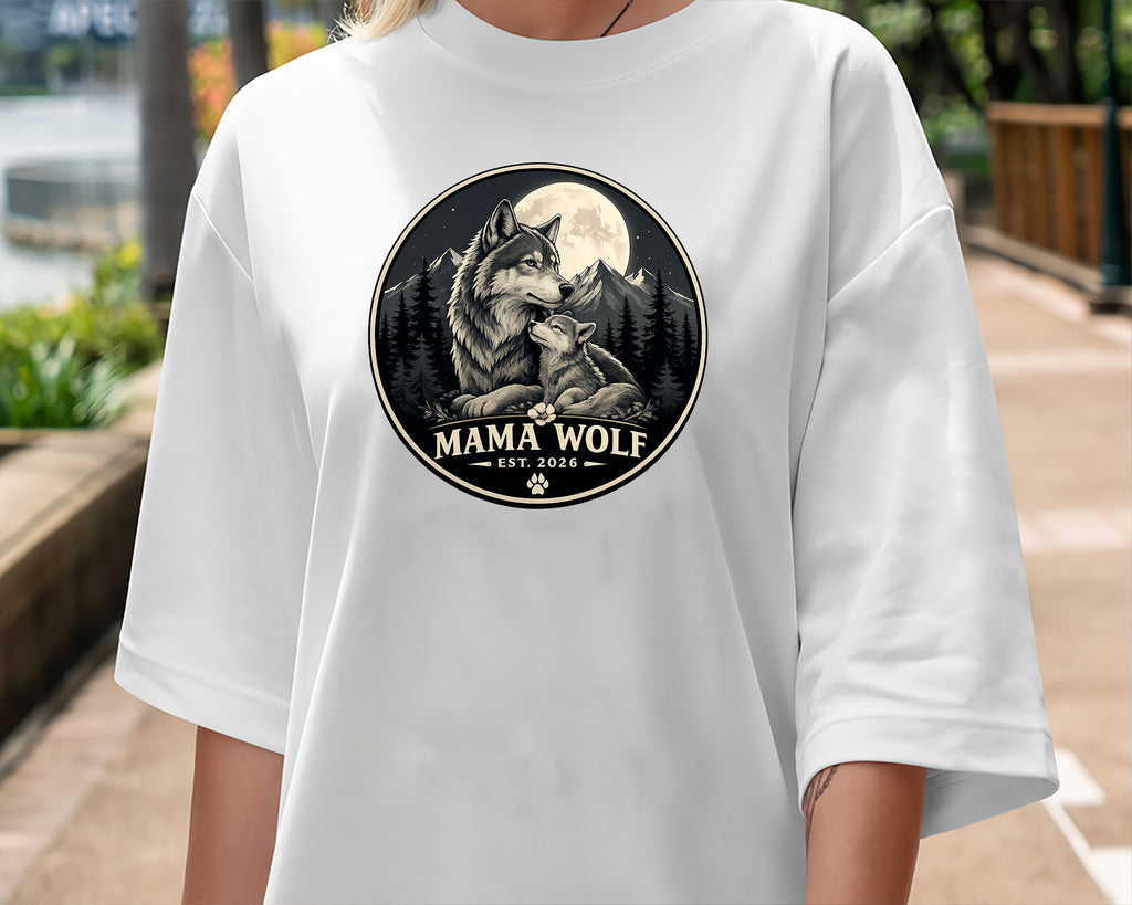 Mama Wolf Est. 2026 T-Shirt | Wolf Mom Graphic Tee | Vintage Wildlife Shirt | Gift for Wolf Lovers