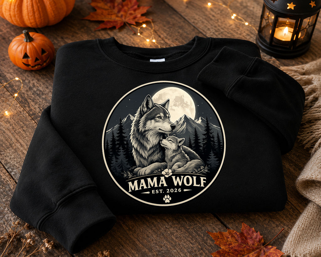 Mama Wolf Est. 2026 T-Shirt | Wolf Mom Graphic Tee | Vintage Wildlife Shirt | Gift for Wolf Lovers