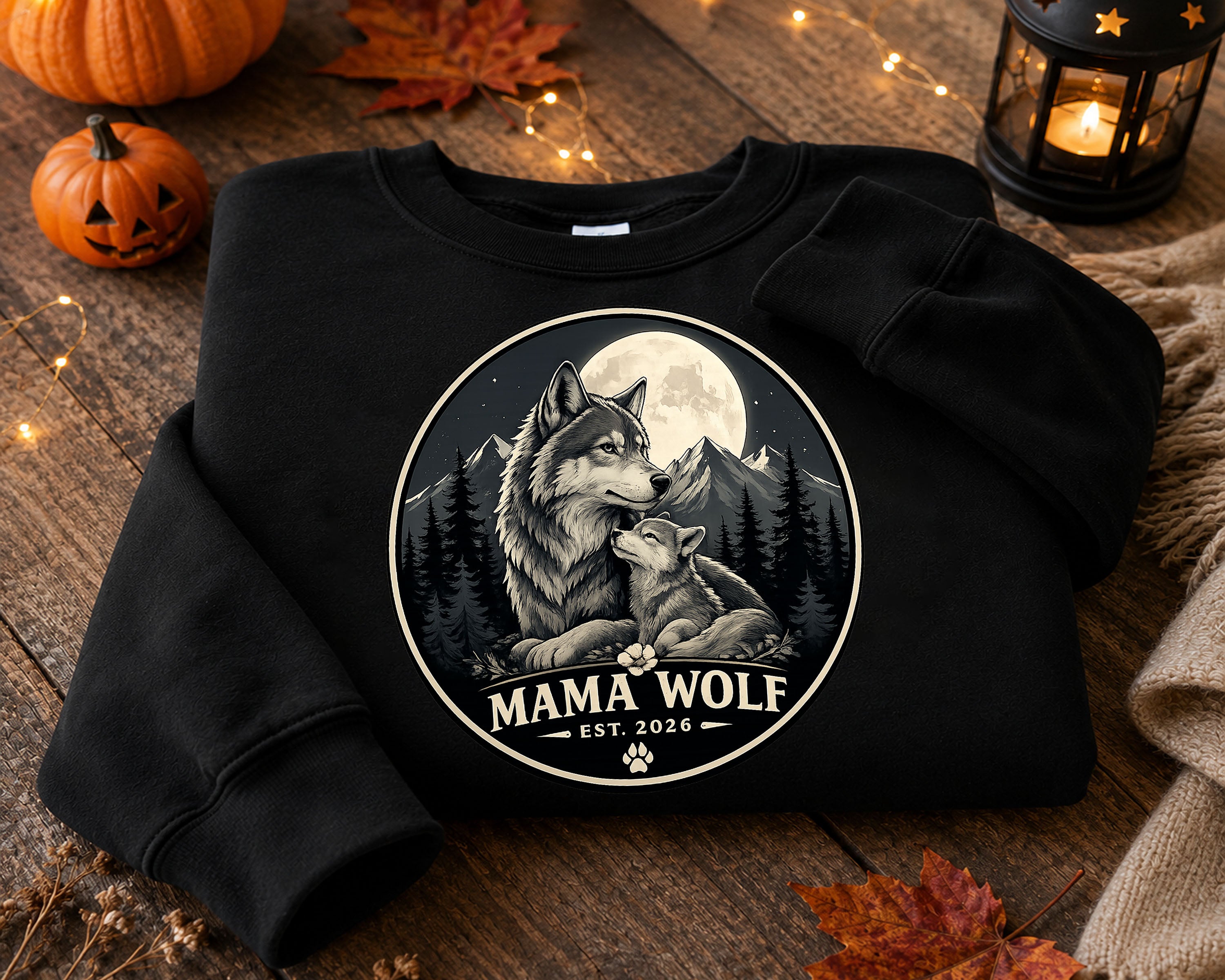 Mama Wolf Est. 2026 T-Shirt | Wolf Mom Graphic Tee | Vintage Wildlife Shirt | Gift for Wolf Lovers