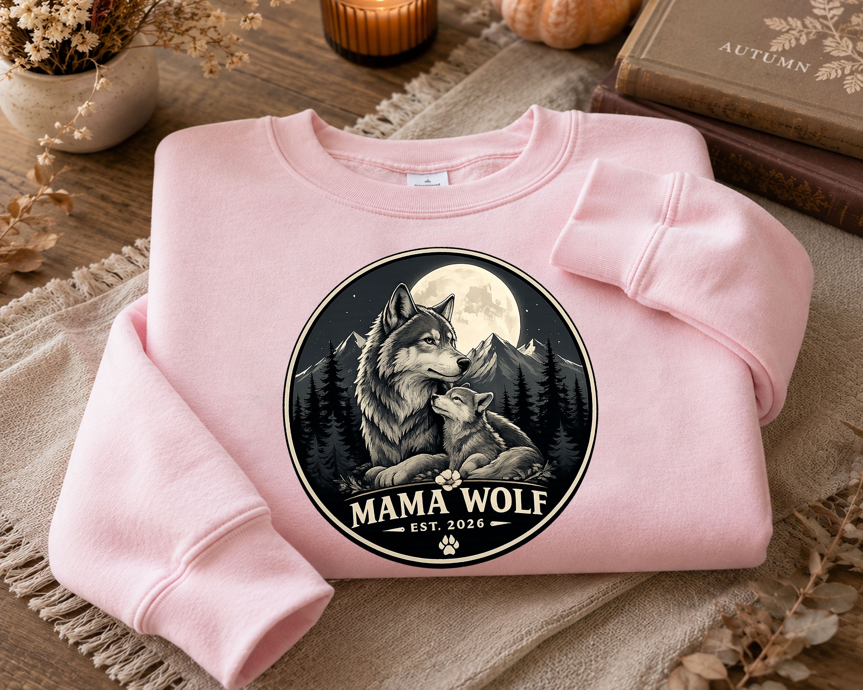 Mama Wolf Est. 2026 T-Shirt | Wolf Mom Graphic Tee | Vintage Wildlife Shirt | Gift for Wolf Lovers