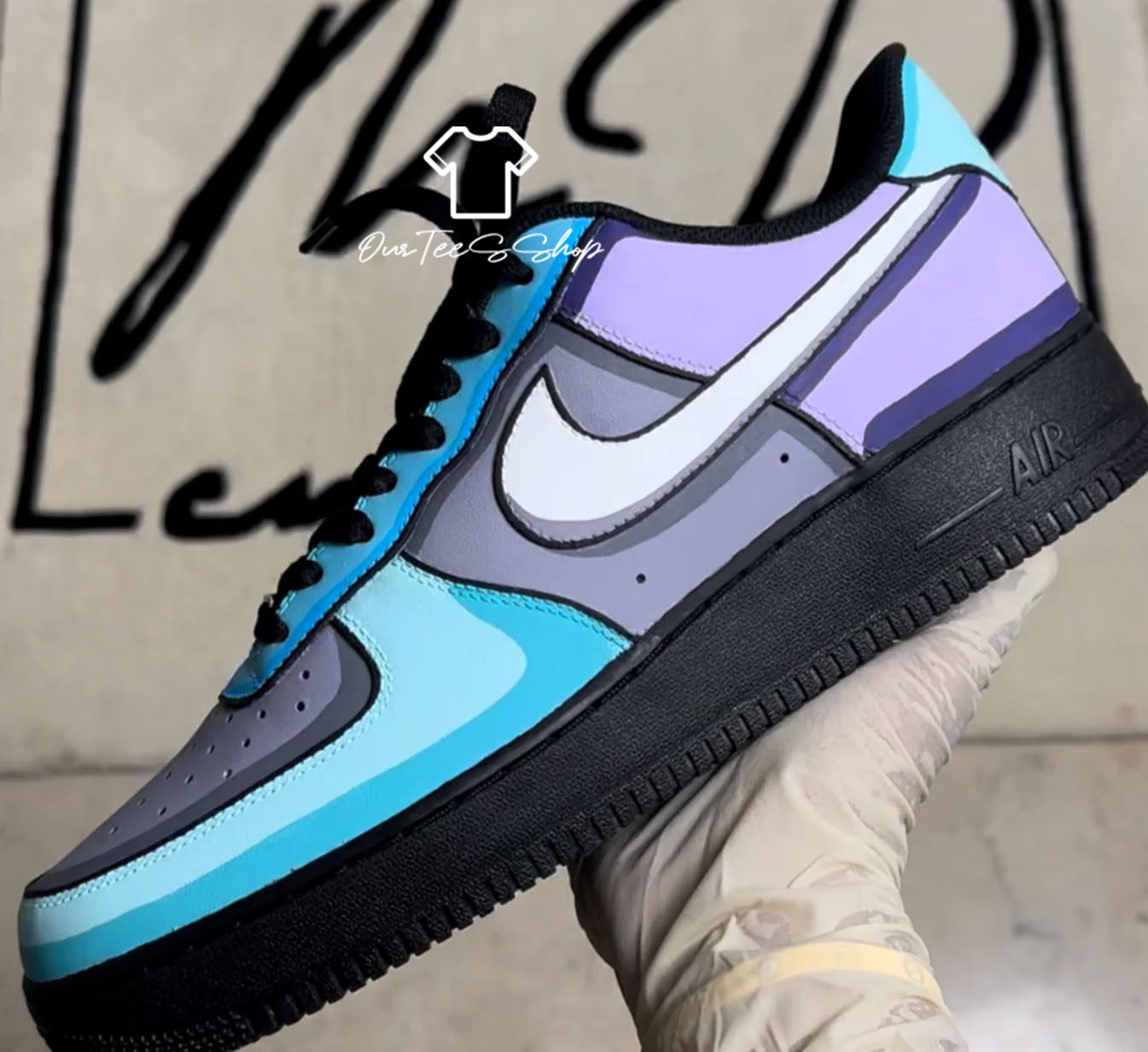 Custom Air Force 1 Patel Color Black Sneakers