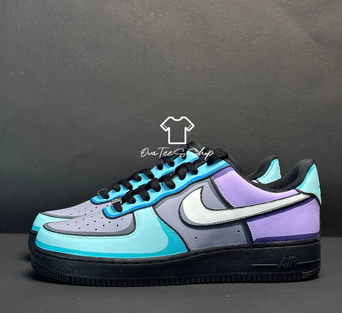 Custom Air Force 1 Patel Color Black Sneakers