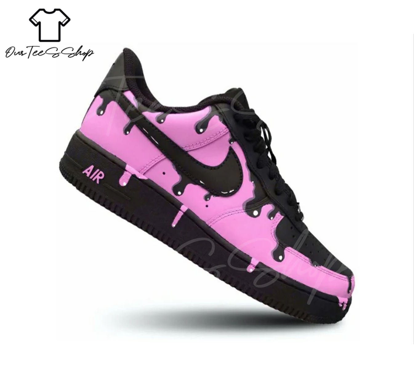 Custom Air Force 1 Pink Drip Cartoon Sneakers