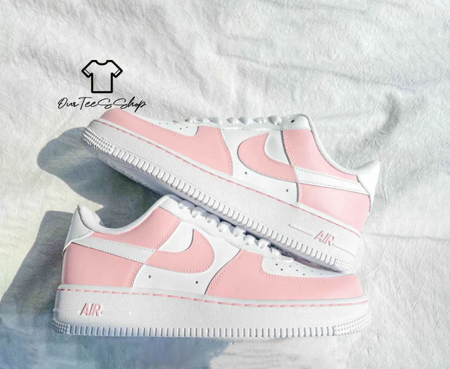 Custom Air Force 1 Pink Color Sneakers