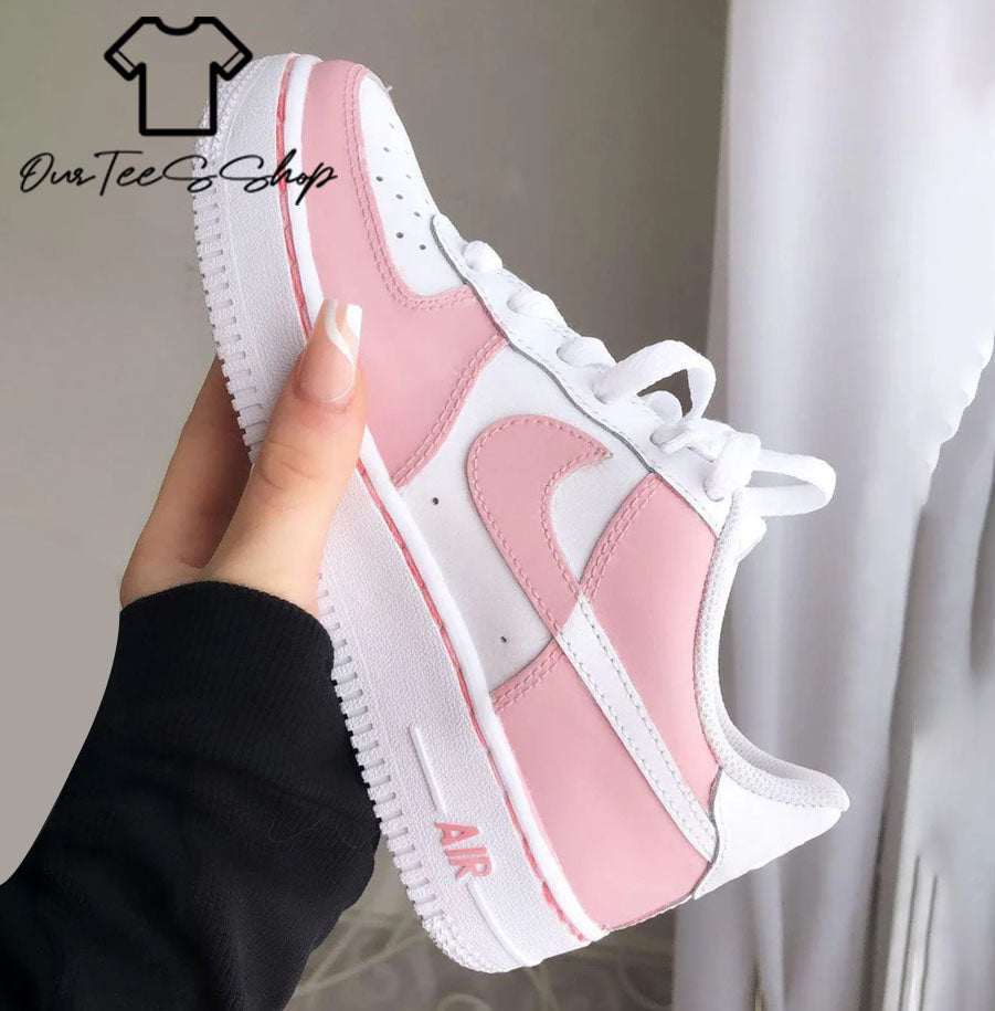 Custom Air Force 1 Pink Color Sneakers