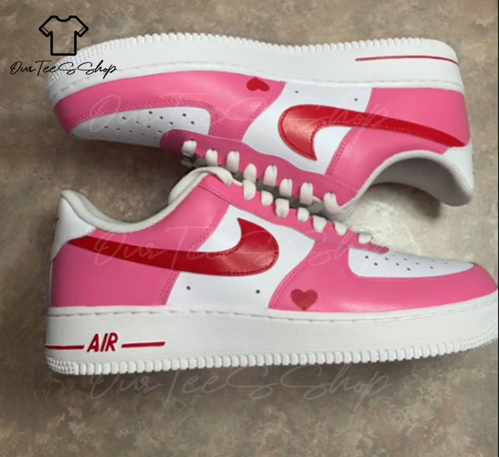 Custom Air Force 1 Pink Valentines Sneakers