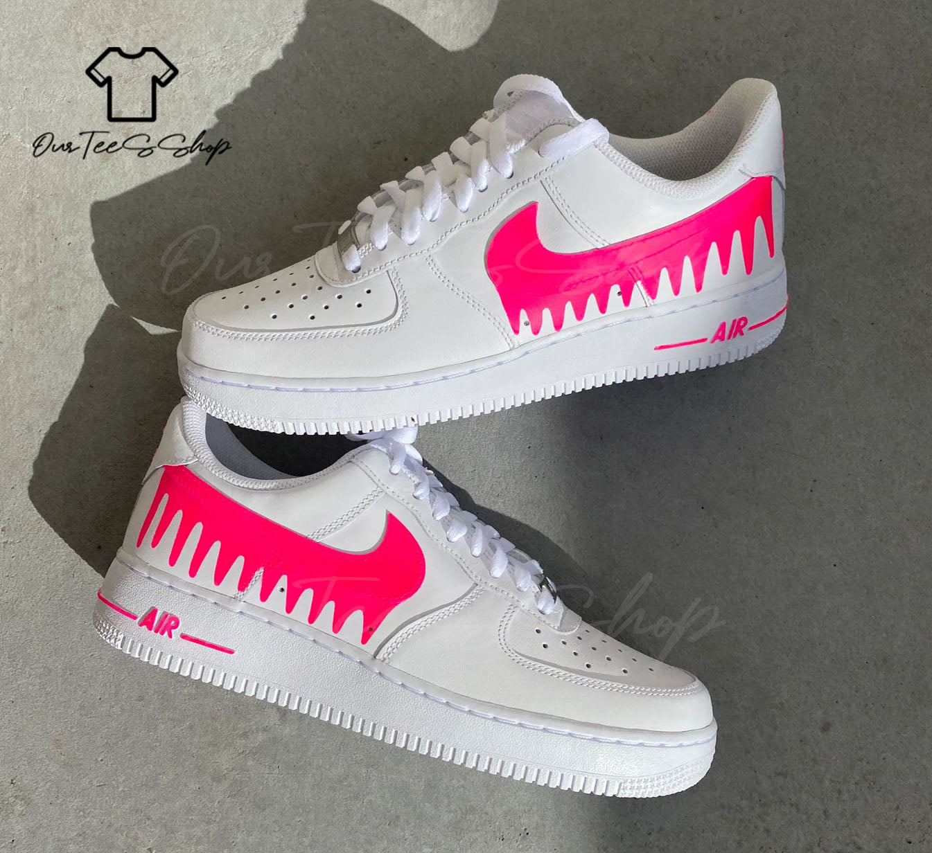 Custom Neon Pink Drip Air Force 1