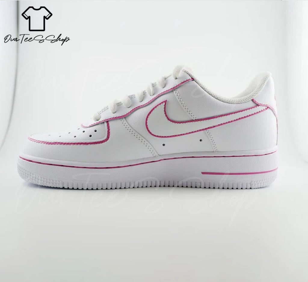 Custom Air Force 1 Pink Line Valentines Sneakers