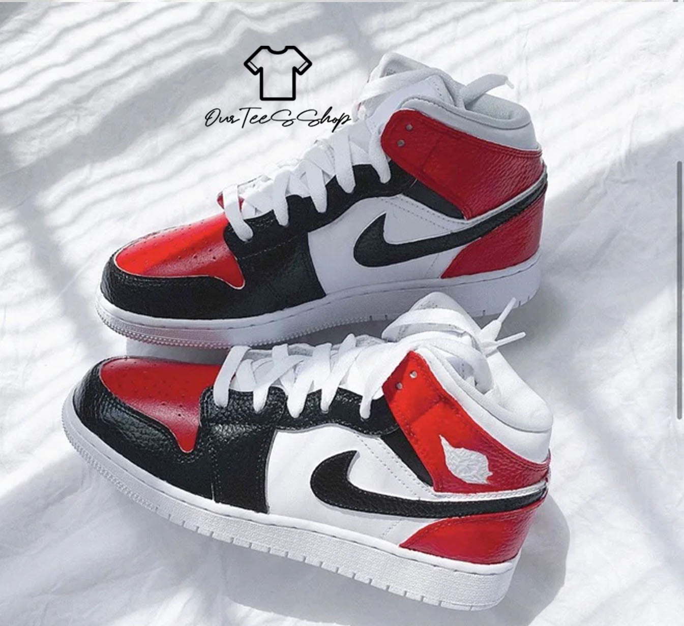 Custom Air Jordan 1 Red And Black Sneakers