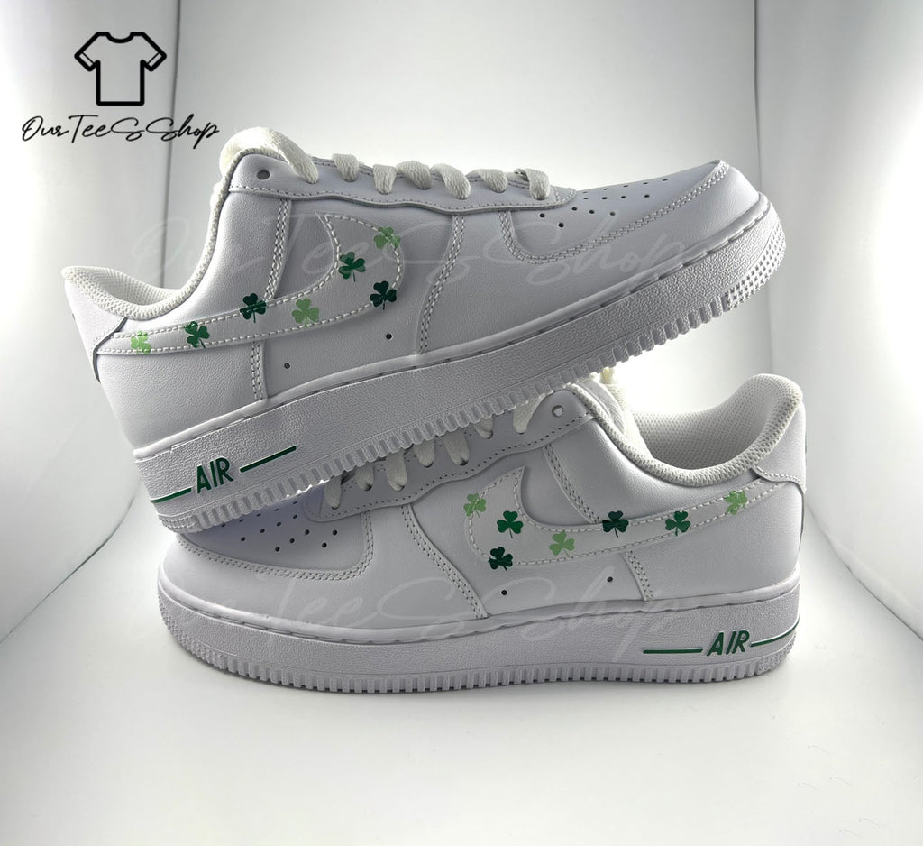 Custom Shamrock Air Force 1 Sneakers