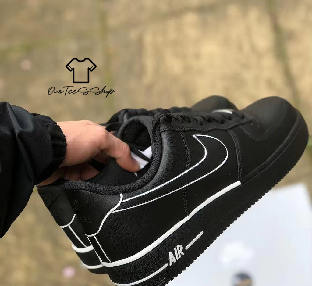 Custom Air Force 1 White Lines Sneakers