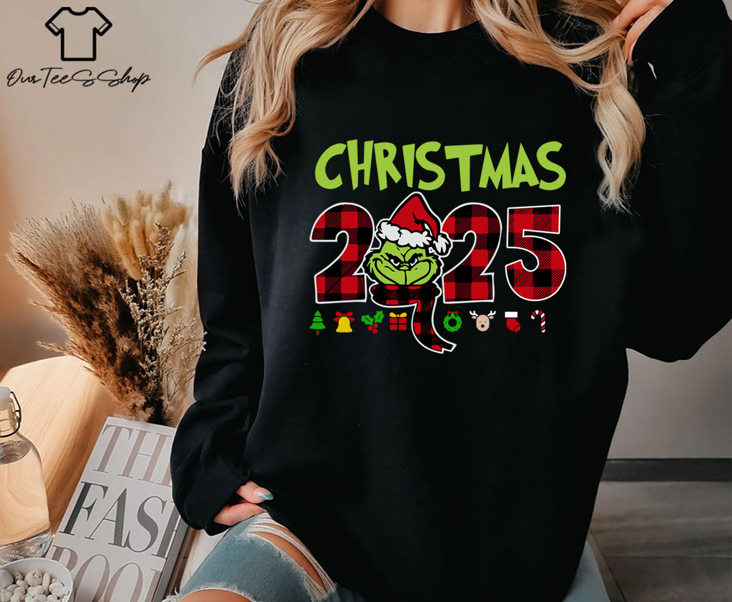 Christmas 2025 Grinch Buffalo Plaid T-Shirt, Grinch Face Tee, Grinchmas Shirt