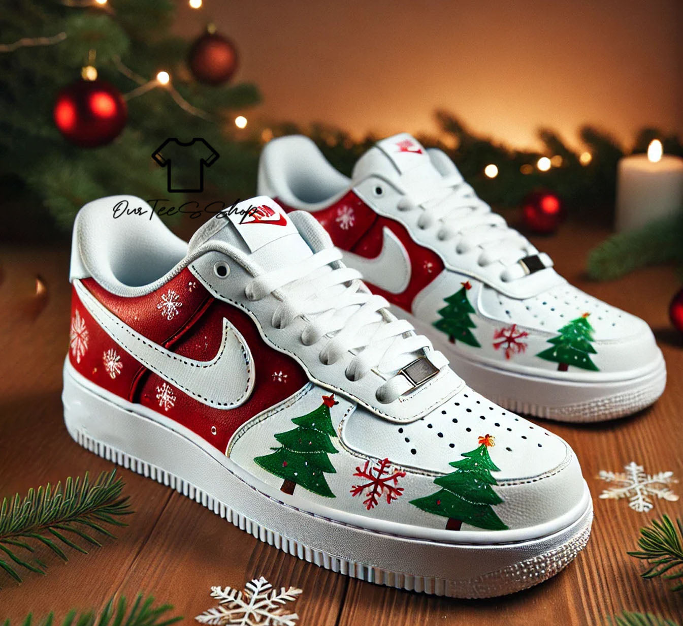 Custom Air Force 1 Christmas Tree Sneakers