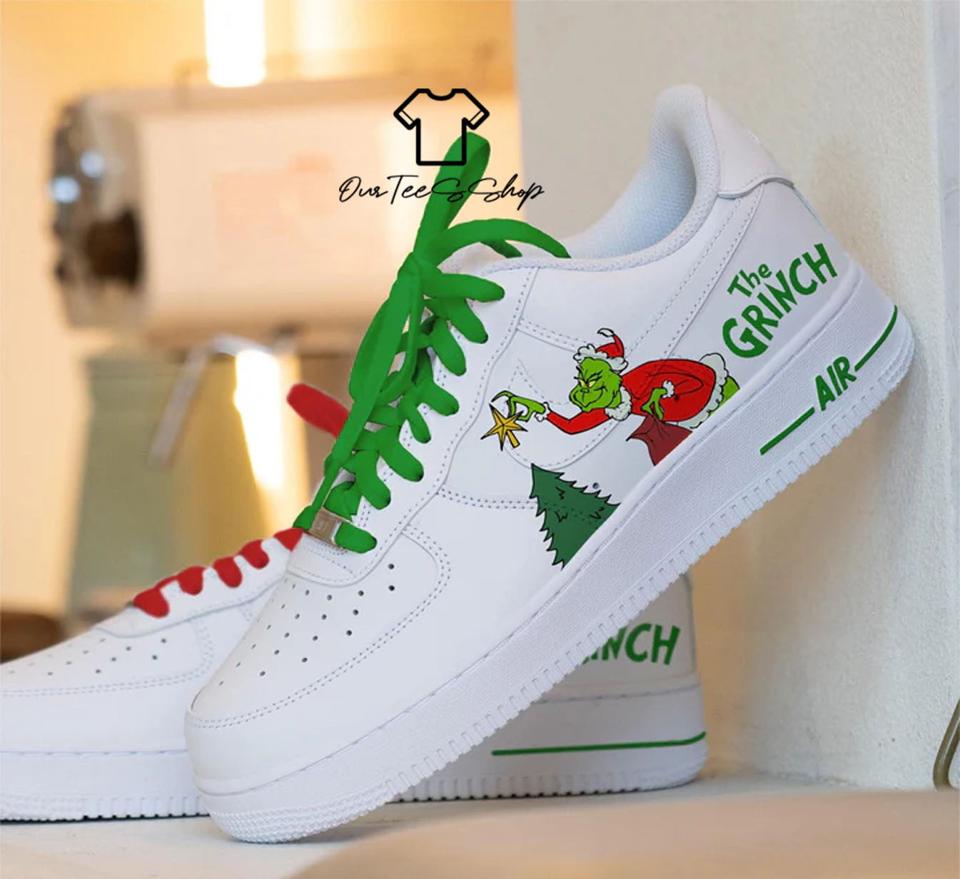 Custom Air Force 1 Grinch Christmas Sneakers