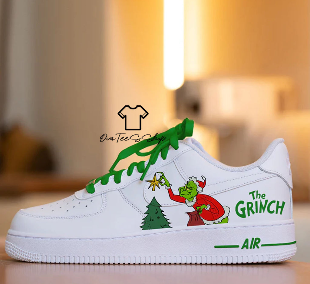 Custom Air Force 1 Grinch Christmas Sneakers