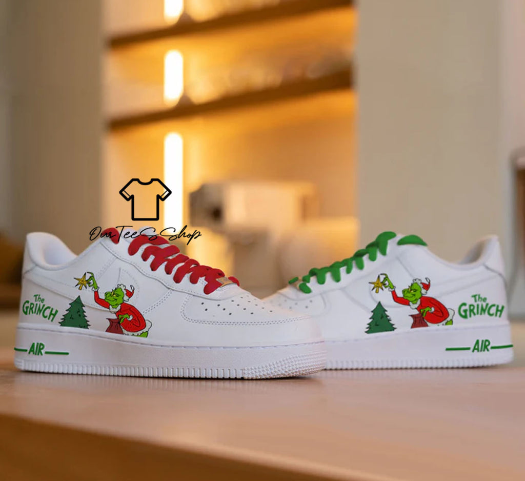 Custom Air Force 1 Grinch Christmas Sneakers