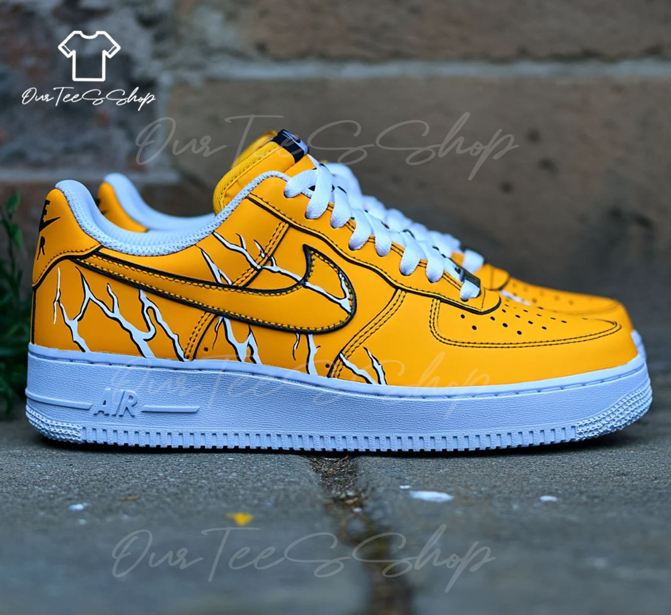 Custom Air Force 1 Yellow Atomic Flow Sneakers