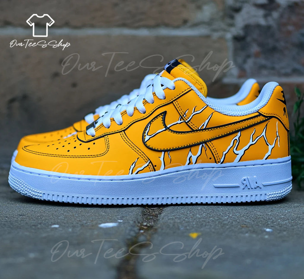 Custom Air Force 1 Yellow Atomic Flow Sneakers